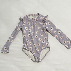 Petit Lem Lilac Daisy Zip-Front One-Piece Swim